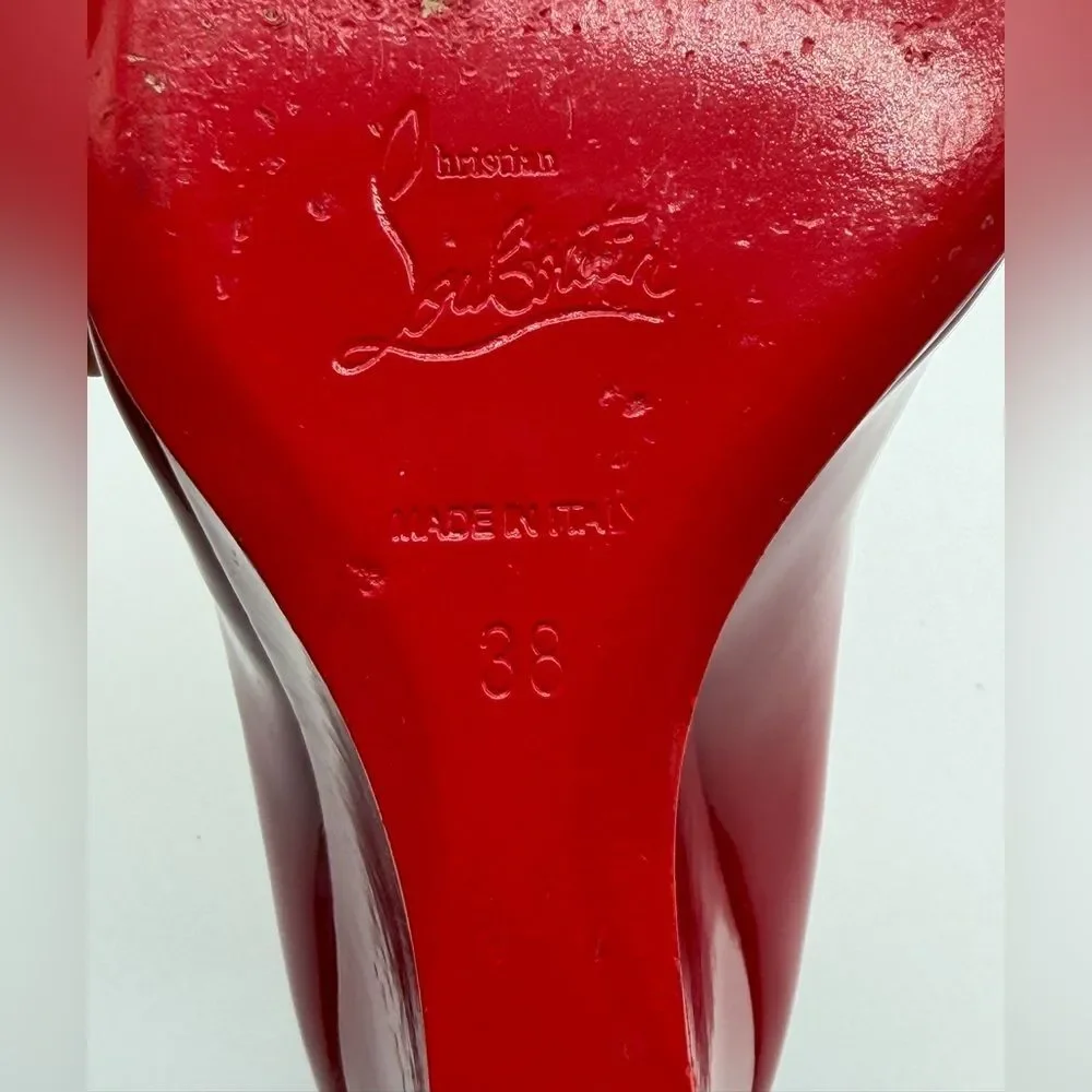 Christian Louboutin Tanja 100 Wedge Heel Pump Patent Leather Red EU 38 US 8